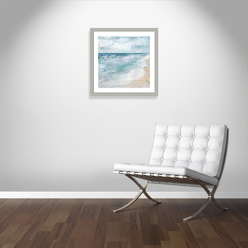 Balade au bord de l'eau - Peinture encadrée, Argent brossé, H 29 po x l 29 po x P 1,25 po