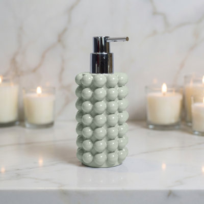 Distributeur de savon texturé à bulles Better Trends, bouteille de pompe décorative rechargeable de 13,5 oz pour salle de bain et cuisine, imperméable et résistant à la rouille, accessoire de comptoir moderne