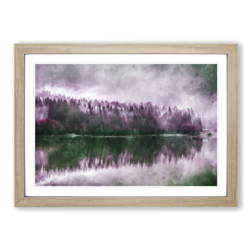 Fog over Forest in Italy - Picture Frame Graphic Art Print, 62cm H x 87cm W x 2cm D, Oak Framed