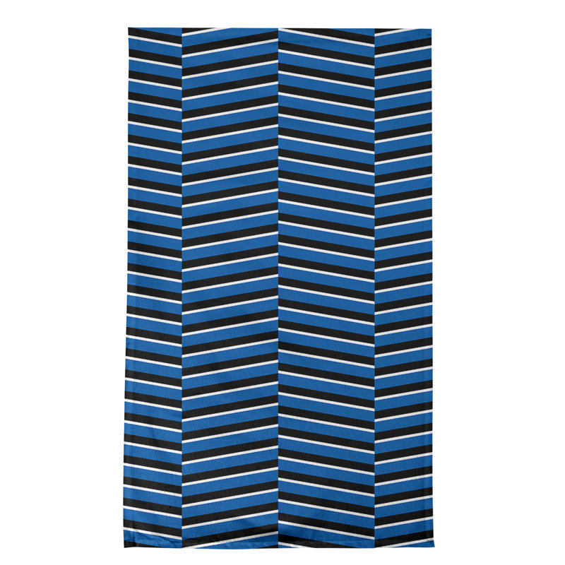 Torchon à rayures fracturées, Bleu/noir, Croisé en coton
