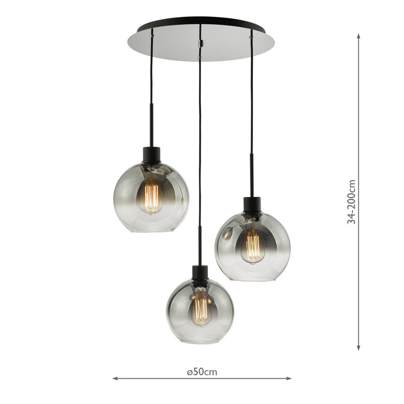Ashanti 3 - Light Pendant, Matt Black, Smoked