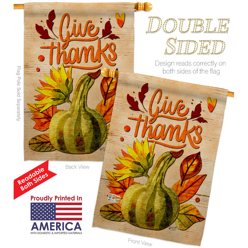 Drapeau de maison 40 po x 28 po Squash Giving Polyester