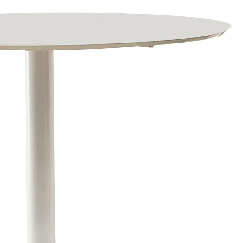 Table de salle à manger blanche avec base en métal, idéale pour les réunions mondaines décontractées