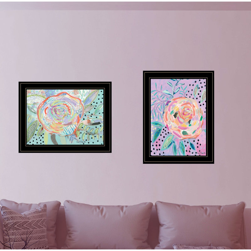 «Cotswold Bloom for Yourself», ensemble de 2 pièces encadrées pour la décoration murale par Kait Roberts, Cadre noir