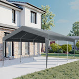 Abri d'auto robuste gris foncé 12 pi x 20 pi avec structure en acier galvanisé