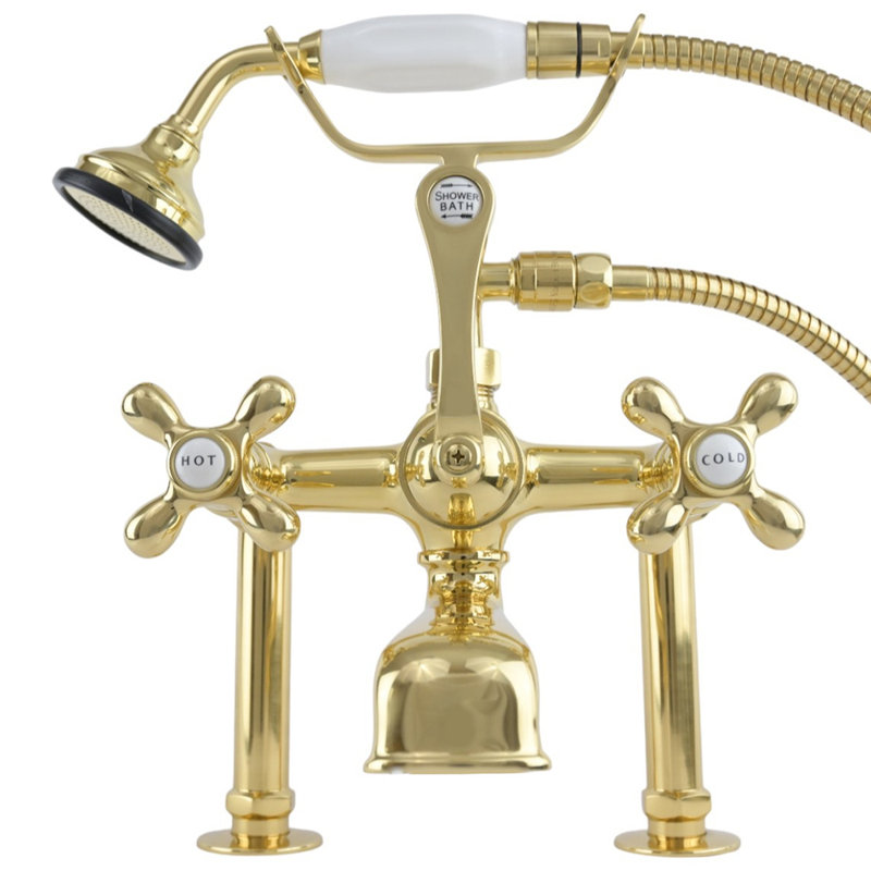 British Telephone Deck Mount Tub Faucet (P0462) by Strom Living, Supercoat Brass