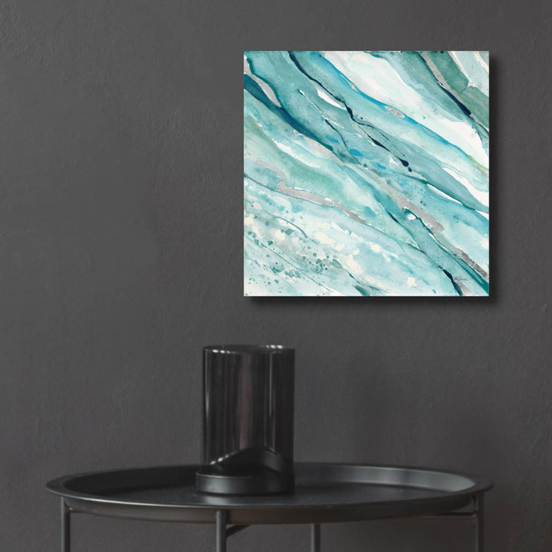 «Silver Springs I Blue Green» par Albena Hristova, art mural en verre acrylique, H 12 po x l 12 po x P 0,13 po