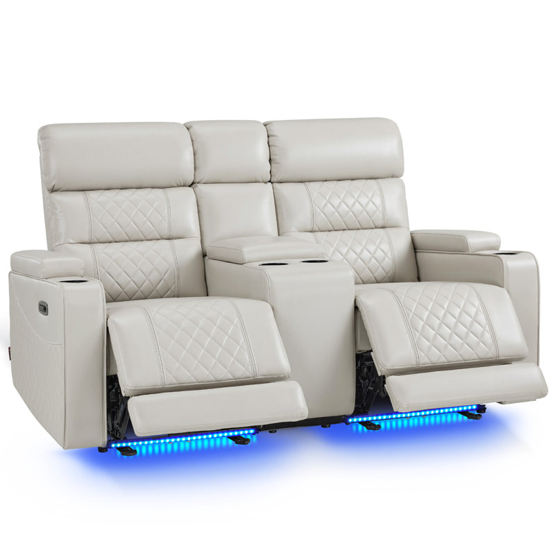 Causeuse inclinable électrique avec appuis-tête réglables et console, sièges de cinéma maison, Gris clair