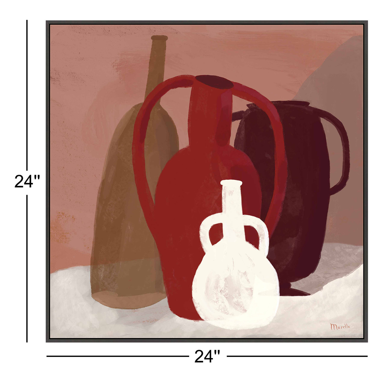 Terracotta Vessels Square by Marco Marella for Studio M - Framed Wall Art, Framed Print Canvas without Mat, 24" H x 24" W