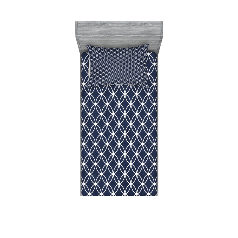 Ensemble de draps et taies décoratives bleu marine Ambesonne, indigo et blanc