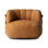Gian Oak Genuine Leather Swivel Barrel Chair