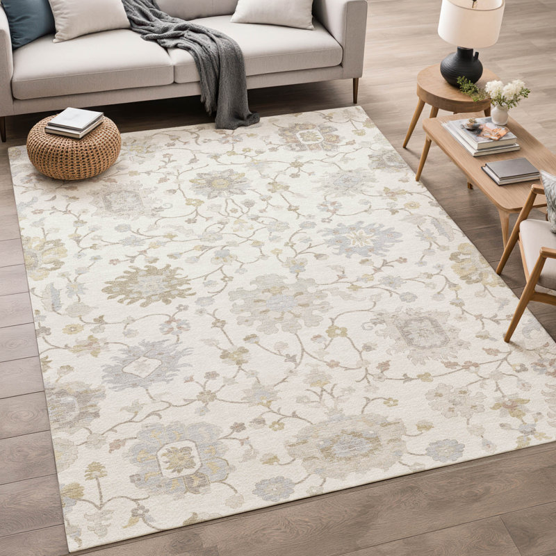 Machine Washable Indoor/Outdoor Chantille ACN2930 Global Rug, Ivory, 3' x 5'