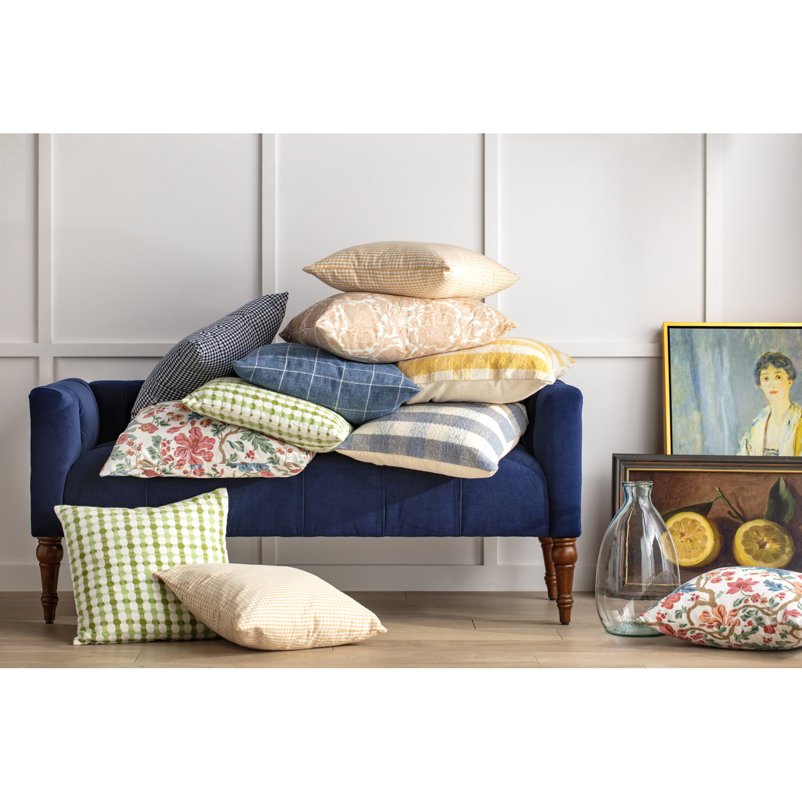 Henriette Square Cotton Pillow Cover & Insert, Honey, 18" H x 18" W