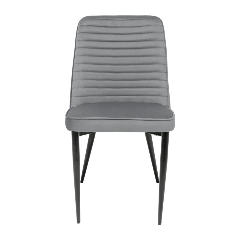 Vici 18.5cm H Velvet Upholstered Parsons Chair in Grey
