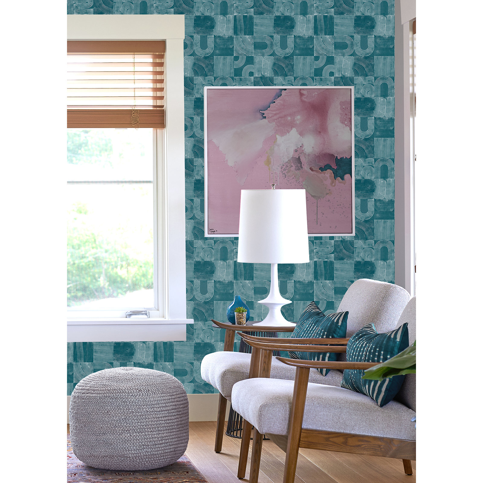 Jacobsen Modern Peel & Stick Geometric Wallpaper, Blue