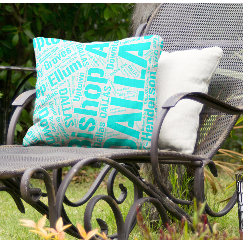 Coussin décoratif intérieur/extérieur dallas, Oui, H 16 po x l 16 po, Cyan