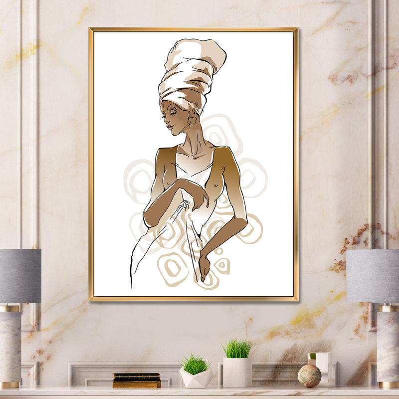 Portraits de femme afro-américaine - Impression sur toile, Toile encadrée d'or, H 40 po x l 30 po x P 1 po