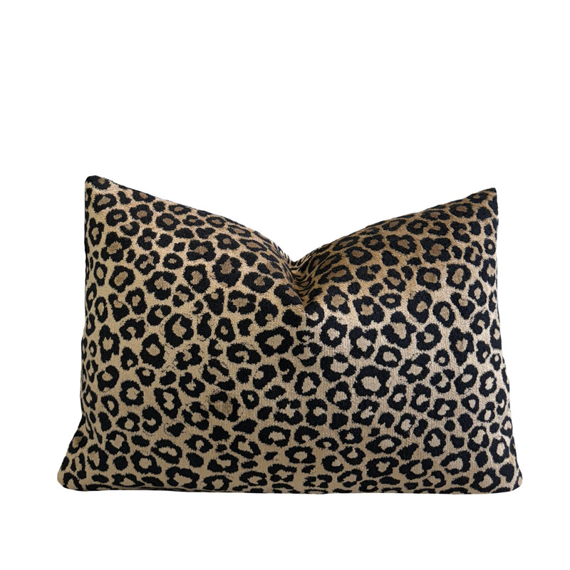 Housse de coussin lombaire en velours Leopard, Rectangle H 14 po x l 20 po, Imprimé animal noir