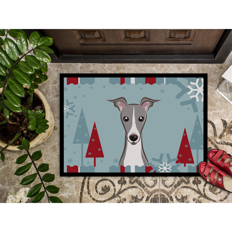 Tapis de porte pour l’extérieur antidérapant lévrier italien, Rectangle 1 pi 6 po x 2 pi 3 po