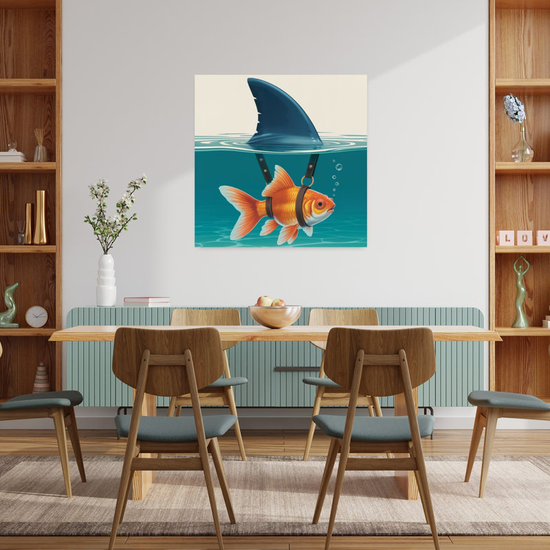 Contemporary Art Contemporary Goldfish Fish Shark Art, 36" H x 36" W