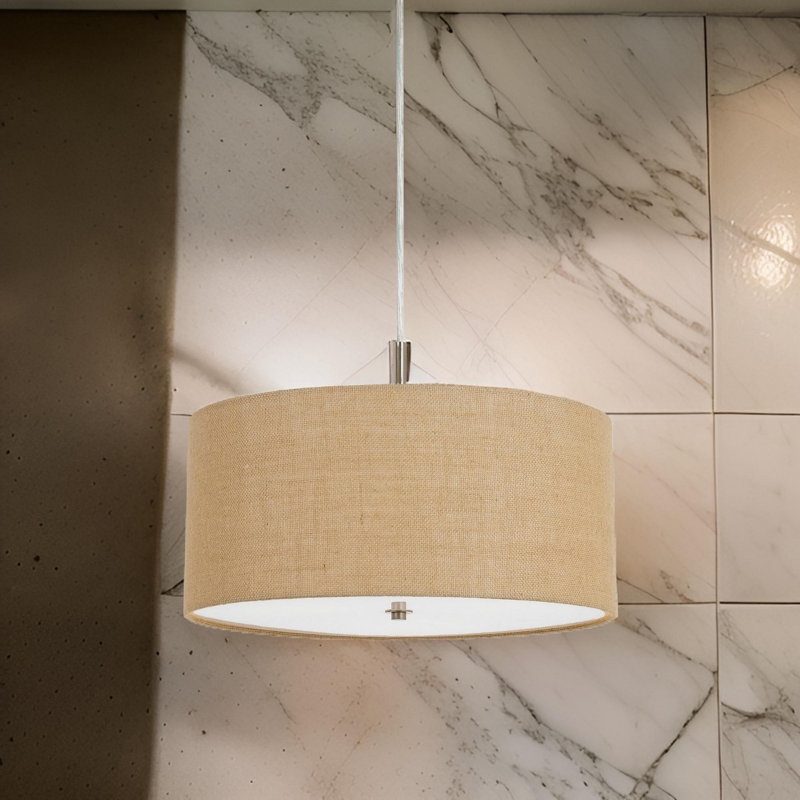 Luminaire suspendu tambour 3 lumières Arlen, Beige