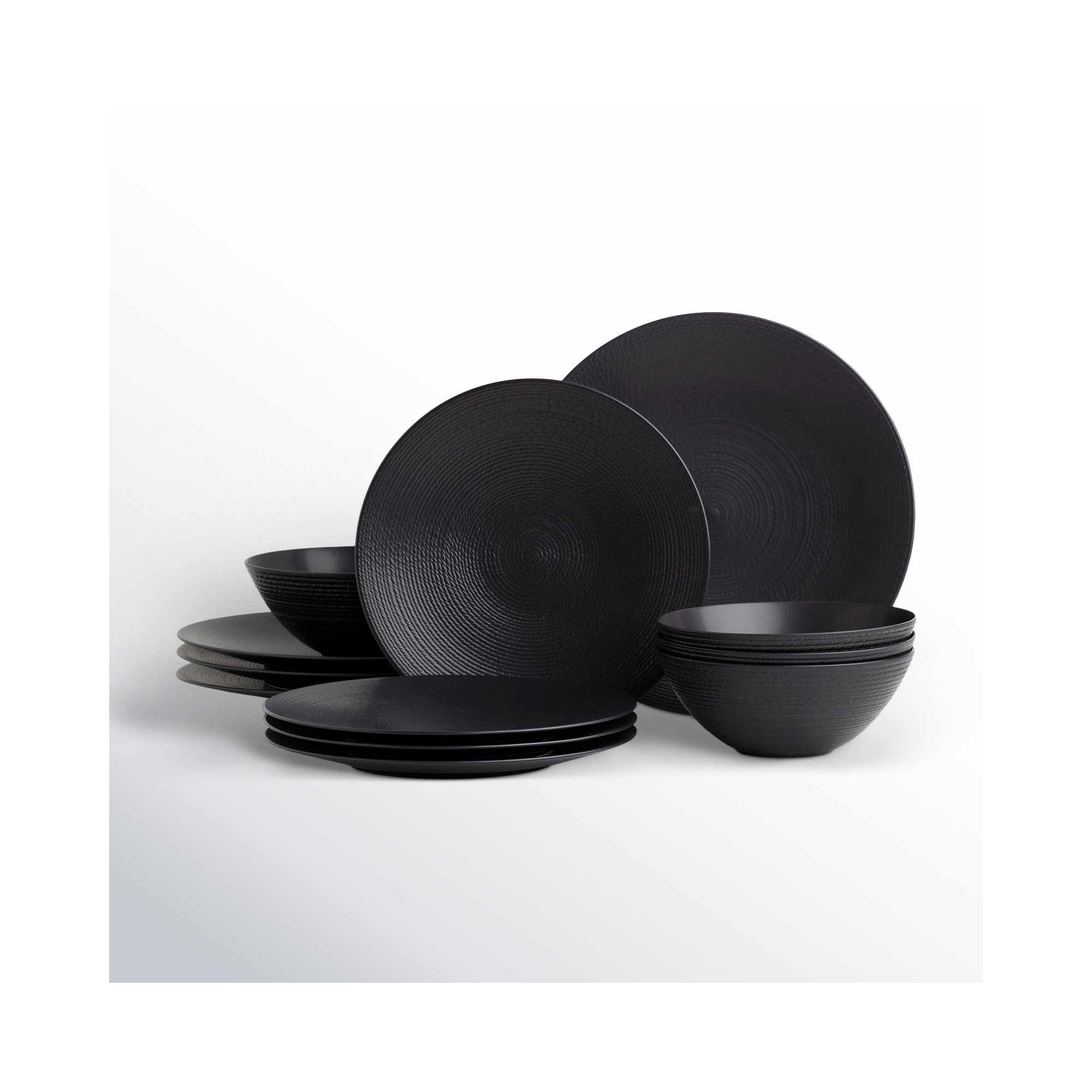 Lx Collective Black LX Collective Porcelain Dinnerware Set - Service for 4, Black