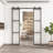 Metal and Tempered Glass Double Sliding Barn Door with Installation Hardware Kit, 2 Sets of Door-91084032