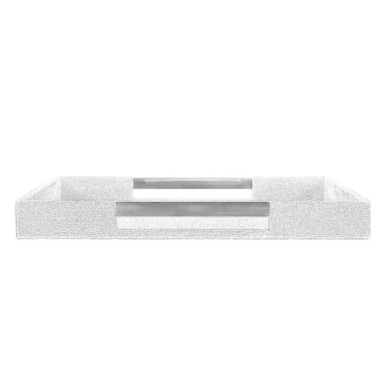 Plateau de table basse Beck, Blanc / gris / chrome