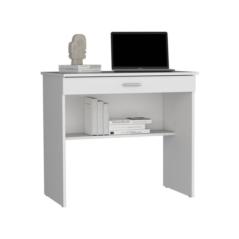 Solid Wood Computer Desk, White