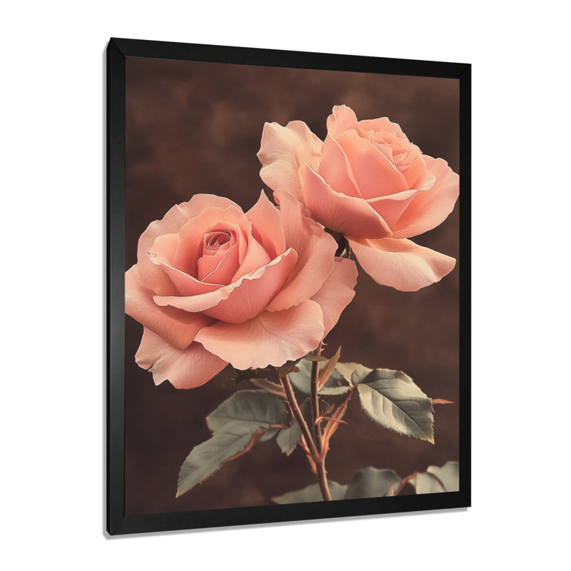 Angelica - Floral Wall Art Prints, Black, 20" H x 12" W, Framed Print without Mat