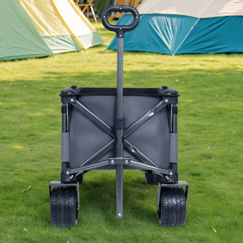 Chariot de jardin pliant pliable pour l'extérieur, Gris / Noir