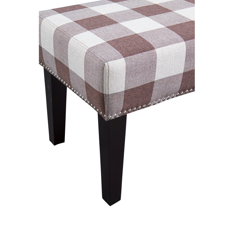 Catilaya Miley Upholstered Bench with Silver Nail Trim