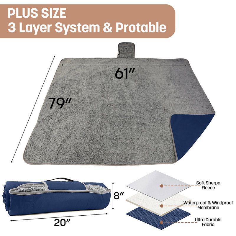 Couverture imperméable pour l'extérieur Tirrinia, L 59 po x L 79 po, Bleu marine foncé
