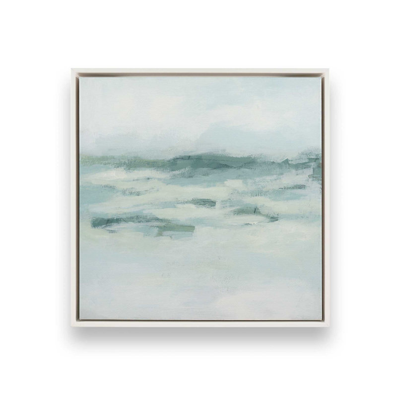 «Gentle Aqua Ocean I», H 24,75 po x l 24,75 po, Blanc opaque