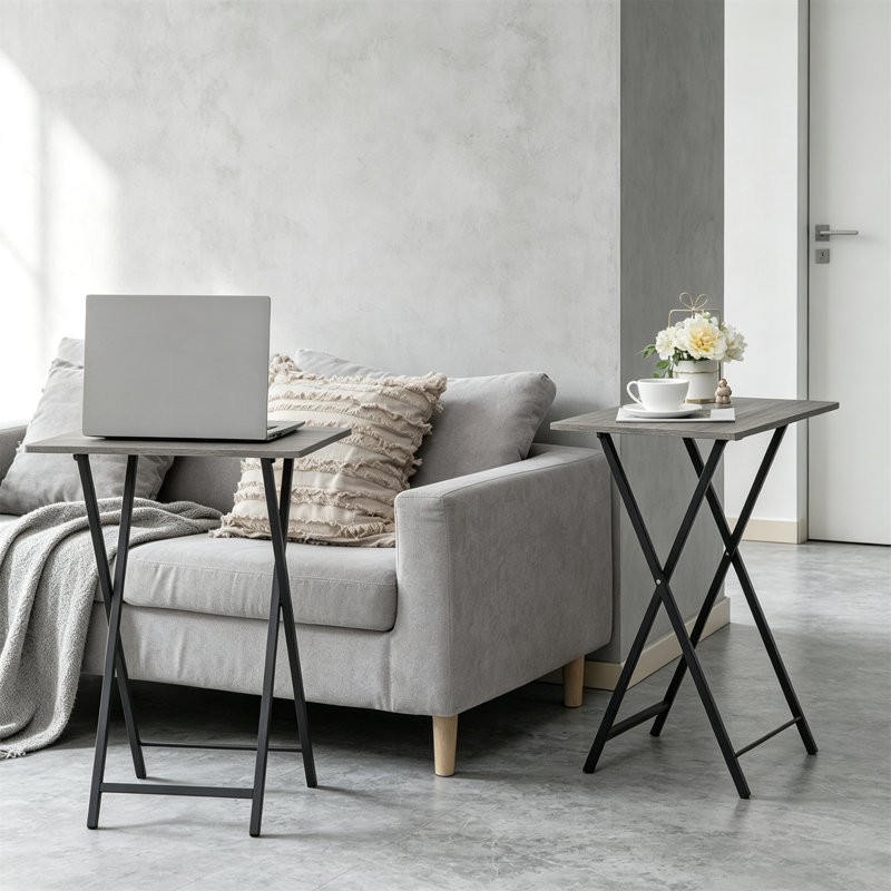 TV Tray Table 2 Set, Greige + Black