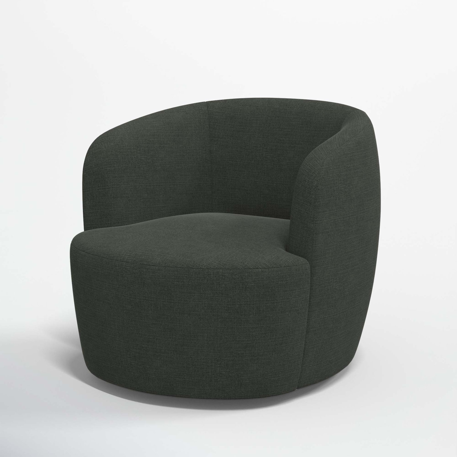 Mina Swivel Barrel Chair, Classic Black Linen