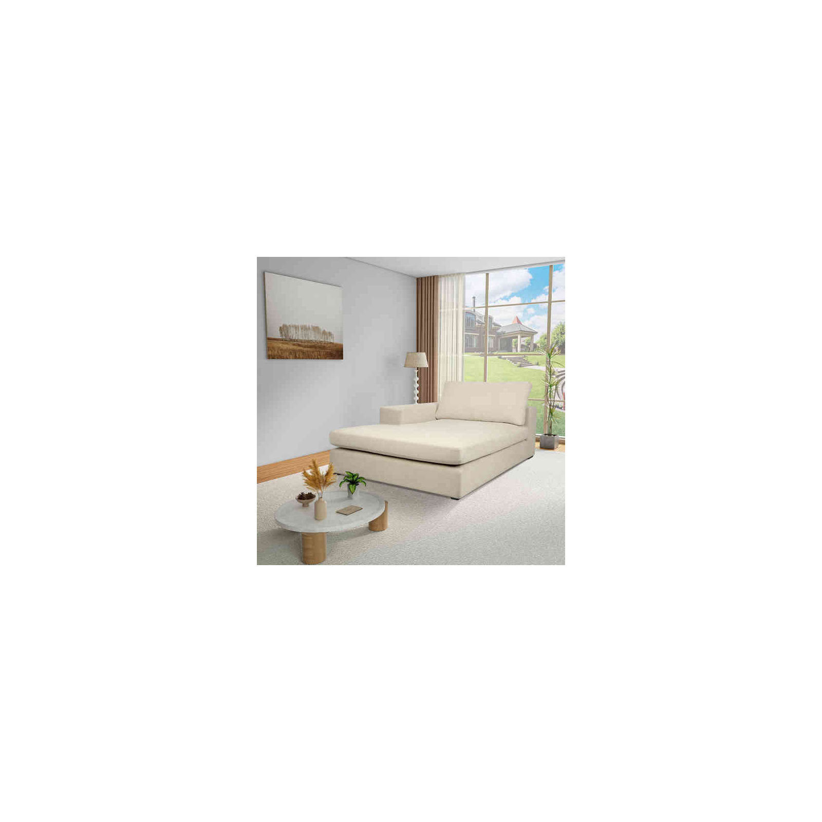 Ojai Upholstered Chaise Lounge, Left Hand Facing, Beige