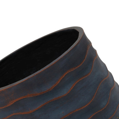 Grandes jardinières rondes, ensemble de 2 (16,14 po x 15,75 po et 11,8 po x 11,42 po) - Léger pot en oxyde de magnésium avec texture - Pots à fleurs en béton avec trou de drainage - Usage intérieur et extérieur