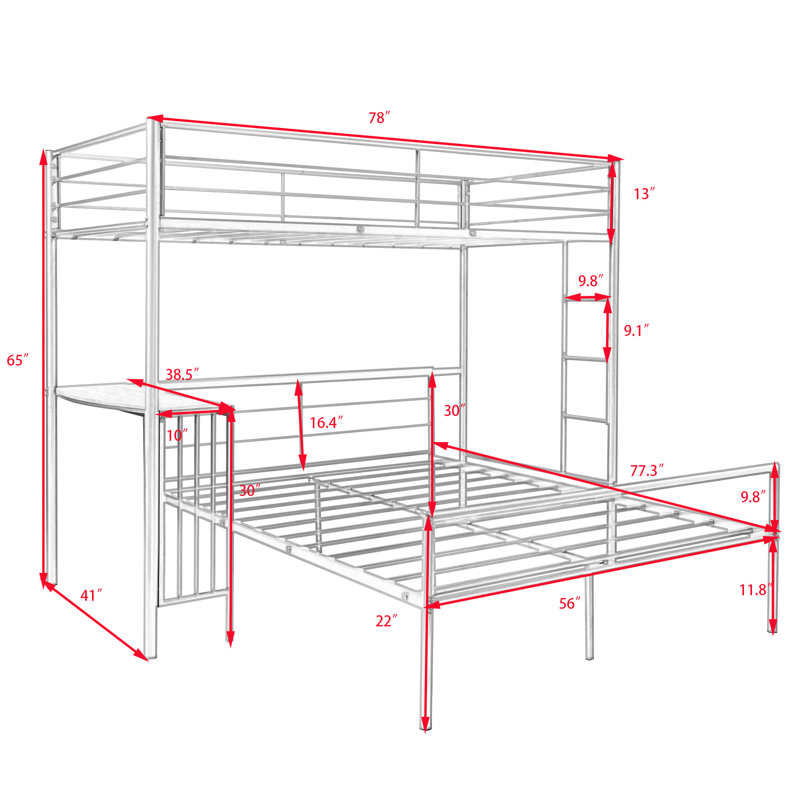Isabelle & Max™ Twin Over Full Metal Bunk Bed With Desk & Reviews ...