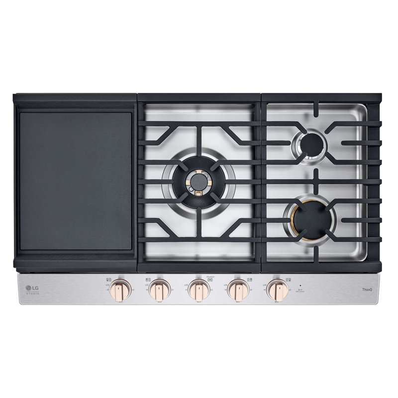 36" Natural Gas Cooktop with 5 Burners, Essence White