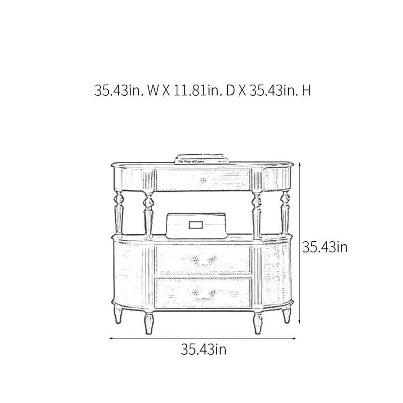 Classical Art Solid Wood Console Table, 35.43" H x 35.43" W × 11.81" D