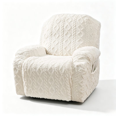 Yellow Thickened Jacquard Cable Knit Sofa Cover, 1 Seater Stretch Full Wrap Furniture Protector
