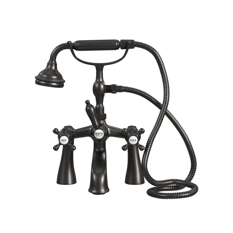 2 Handle Bathroom Clawfoot Tub Faucet with Diverter, Antique Bronze