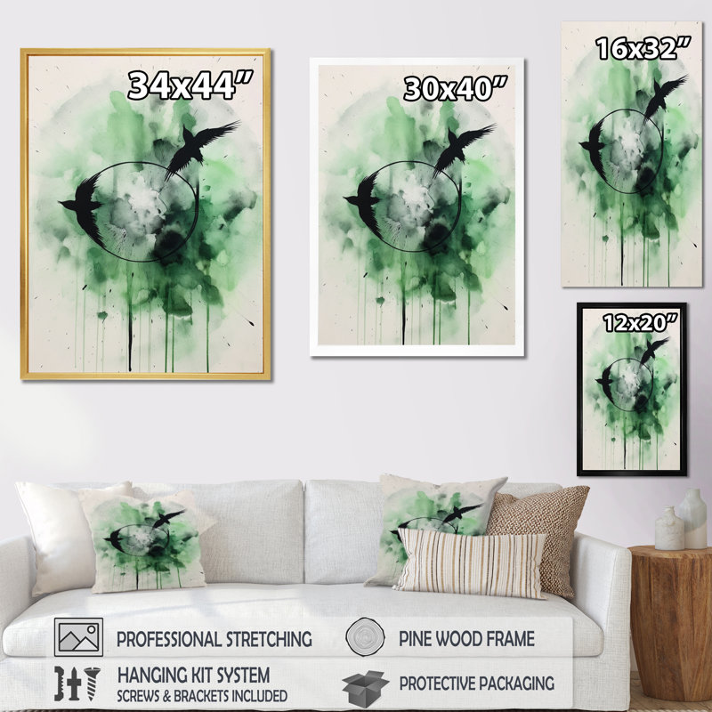 Mystic Ravens II - imprimé, Cadre flottant noir, 44" H x 34" W