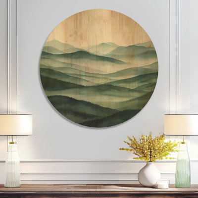 «Cool Mist Valley II», impression d'art mural rond en bois