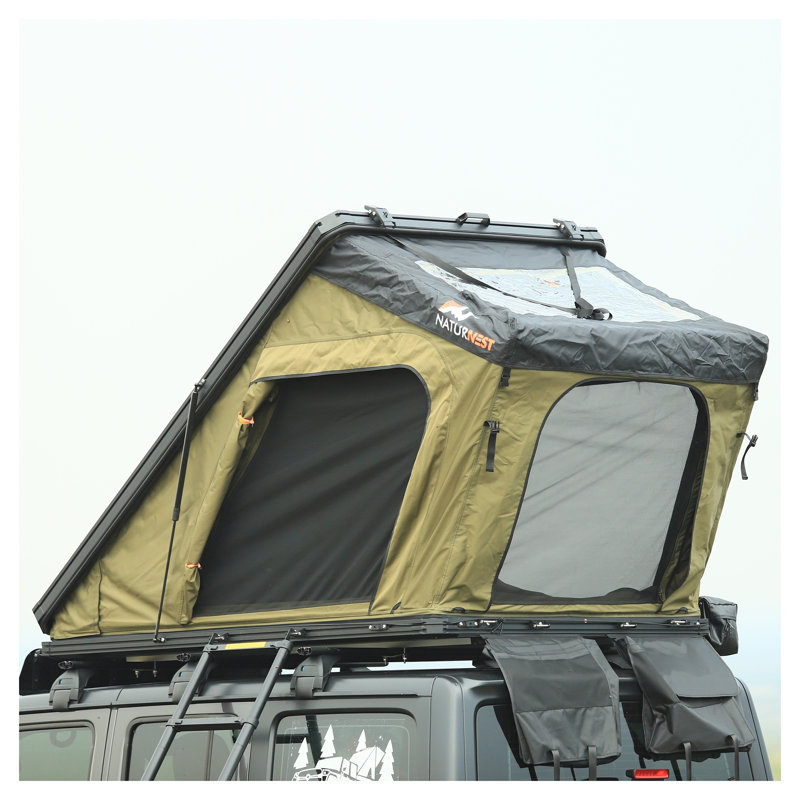 Tente de toit Naturnest Polaris avec couche d'isolation thermique - ABS vert armée et coque rigide en acier