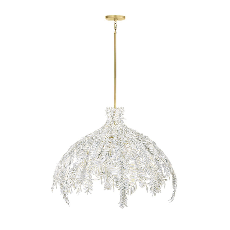 Luminaire suspendu 6 lumières Jalore, Blanc vieilli, Doré