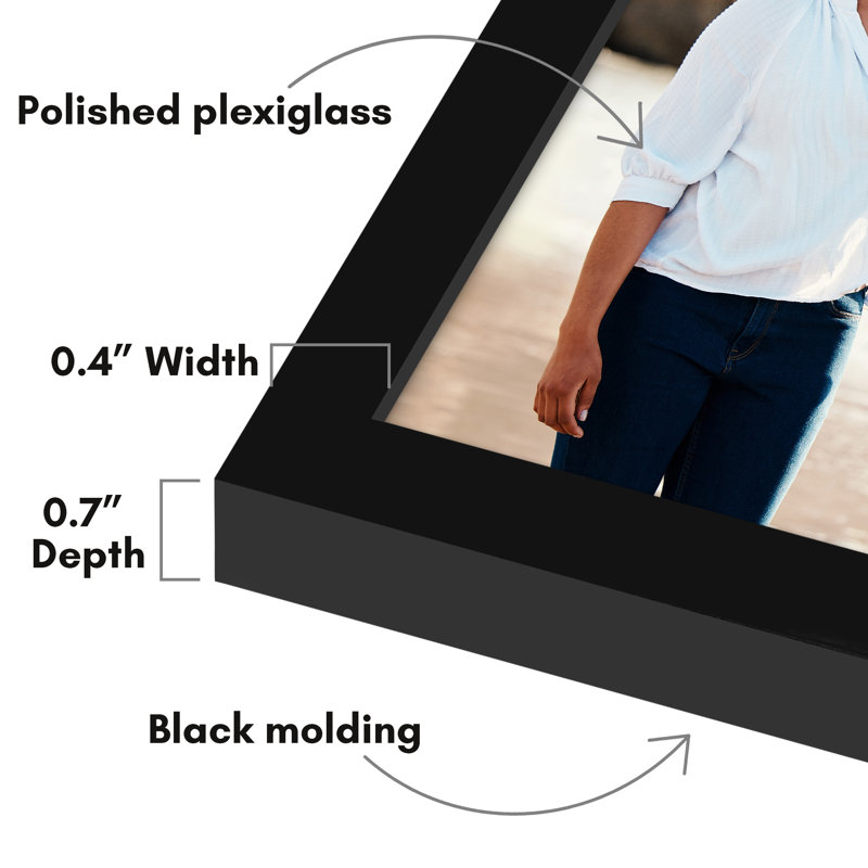 Americanflat Picture Frame - Thin Border Poster Frame with Plexiglass for Wall Display, Black, 12" x 16"
