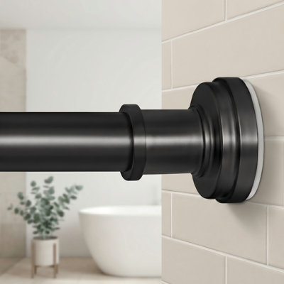 Tringle de douche Black Spring Tension, 36 à 84 pouces (3 à 7 pi), ne rouille jamais, sans perçage réglable pour la salle de bain, la fenêtre, le salon