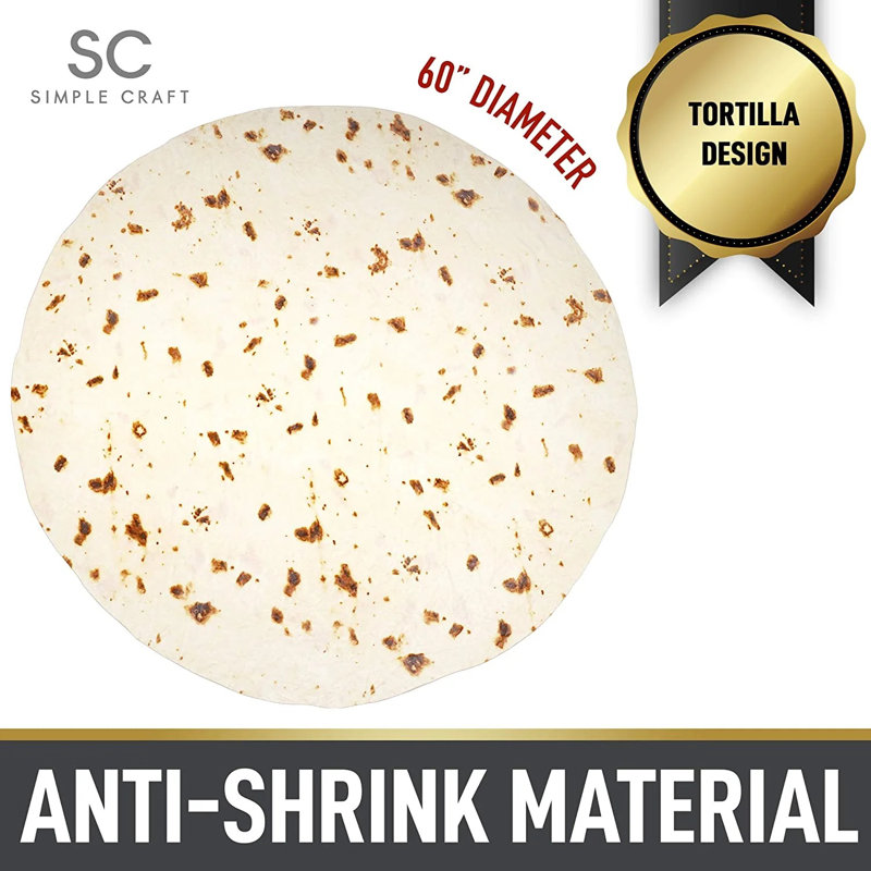 60-Inch Reversible Fleece Tortilla Throw Blanket